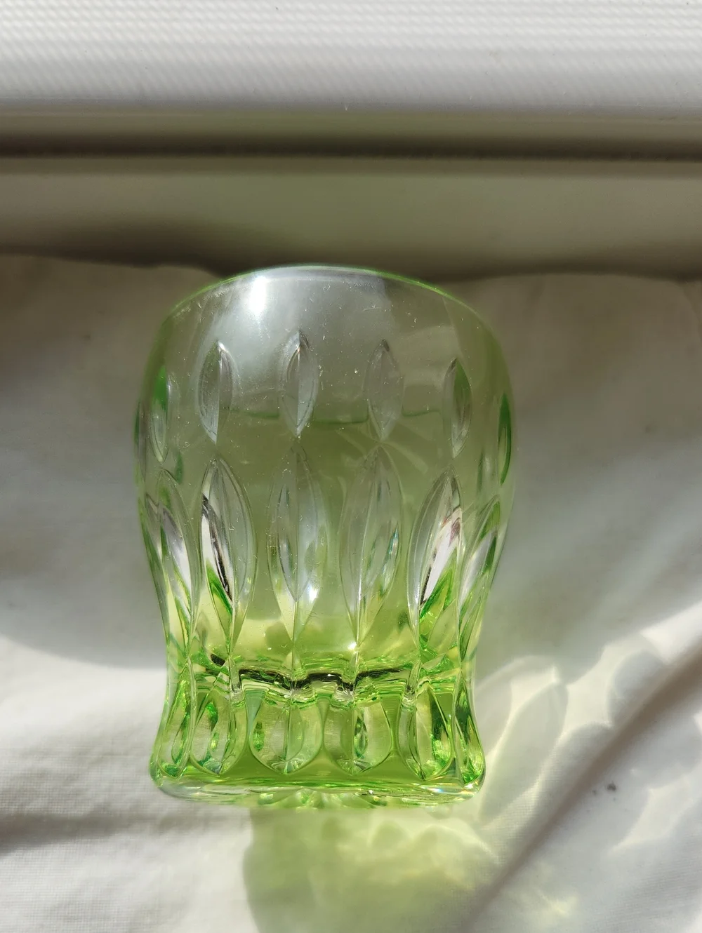 Faberge' -Na Zdorovye Light Green Shot Glass . Crystal!